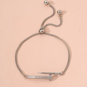 18K WHITE GOLD PLATED CRYSTAL NAIL THEMED BRACELET